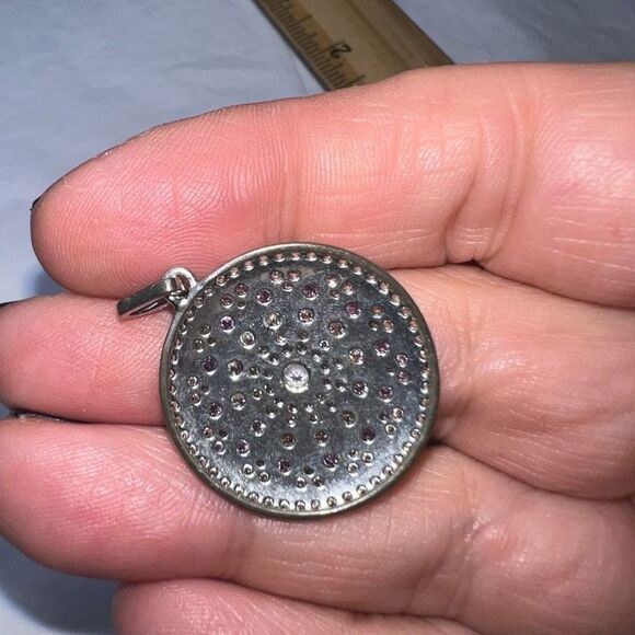 Silver Tone CZ Mandala Pendant - Picture 8 of 9